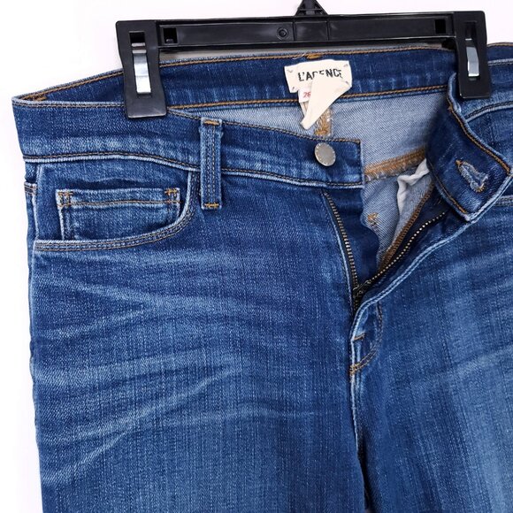 L'Agence Distress Jean Size 26 Womens Cropped Cuff Skinny Leg Mid-Rise USA Msde - Picture 5 of 13